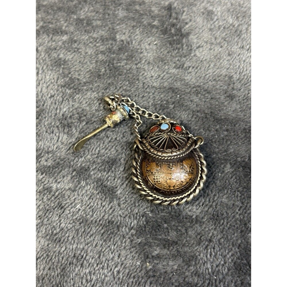Vintage Bohemian Thailand Necklace Charm Snuff Perfume Pendant